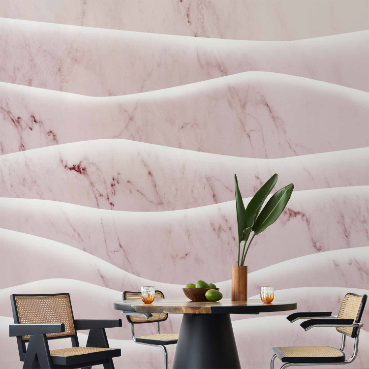 Wall Mural Pink mountains - abstraction with irregular waves with marble texture 143923 additionalImage 4