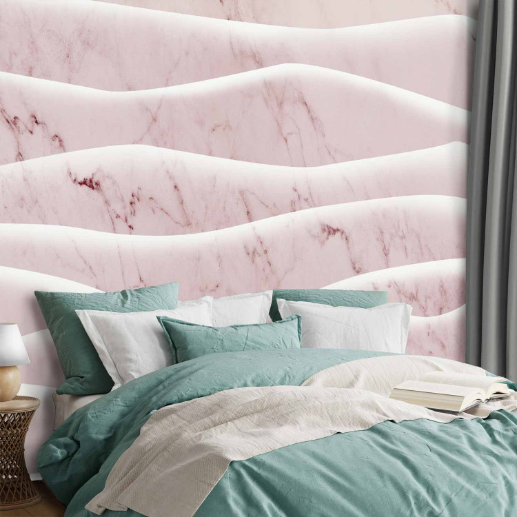 Wall Mural Pink mountains - abstraction with irregular waves with marble texture 143923 additionalImage 2