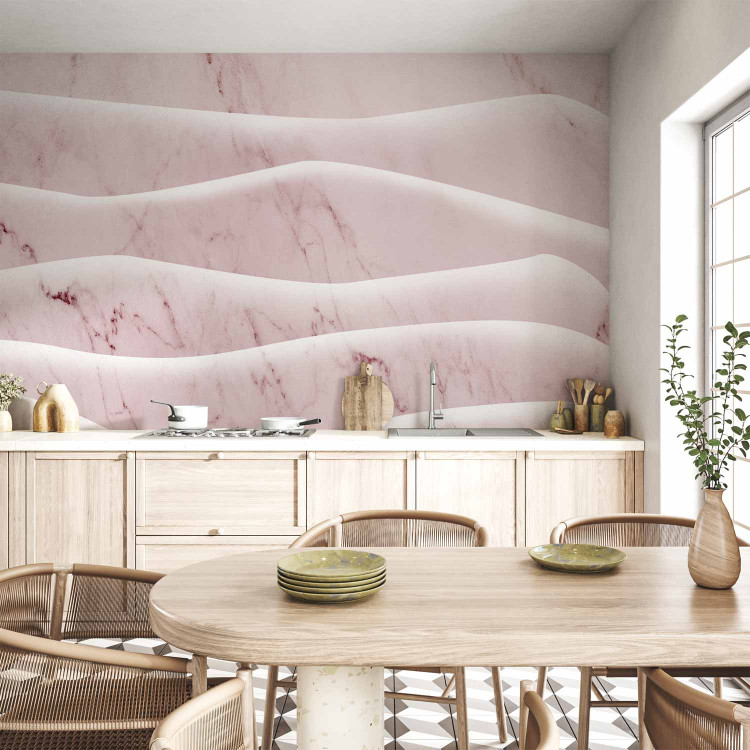 Wall Mural Pink mountains - abstraction with irregular waves with marble texture 143923 additionalImage 6