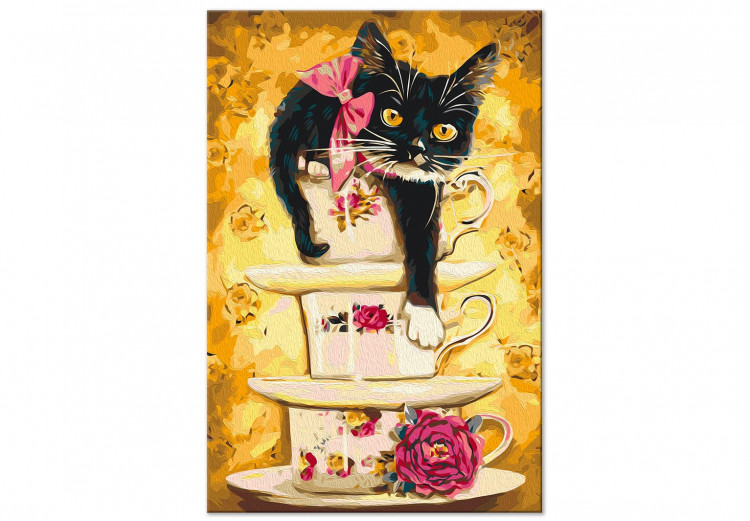 Paint by Number Kit Tea Kitten - Tea Cups With Flowers and Rose 144523 additionalImage 4