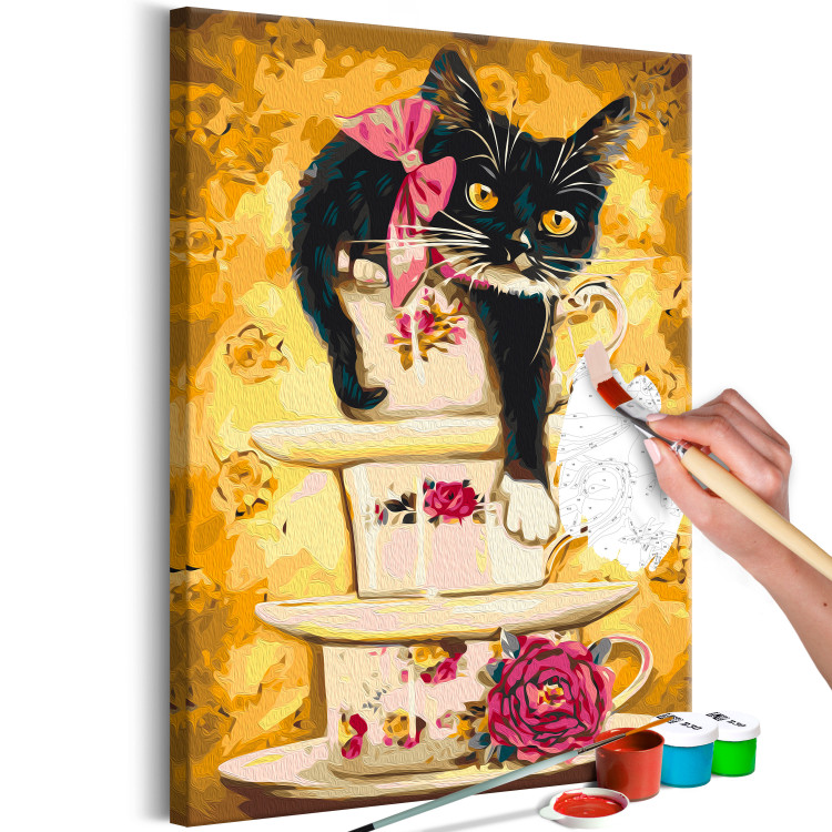 Paint by Number Kit Tea Kitten - Tea Cups With Flowers and Rose 144523 additionalImage 3
