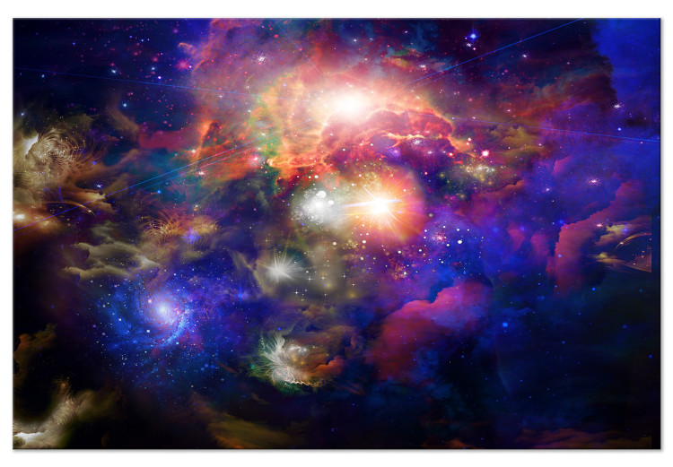 Canvas Print Luminous Planets (1-piece) - colorful landscape amidst starlight 145123