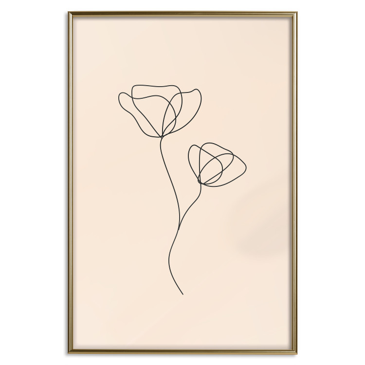 Wall Poster Linear Flower - Delicate Minimalist Composition on a Beige Background 146323 additionalImage 20