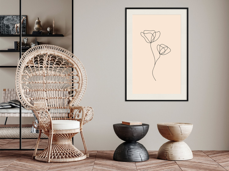 Wall Poster Linear Flower - Delicate Minimalist Composition on a Beige Background 146323 additionalImage 23