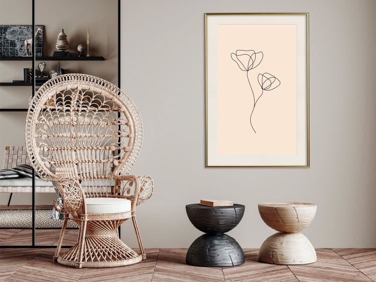 Wall Poster Linear Flower - Delicate Minimalist Composition on a Beige Background 146323 additionalImage 21