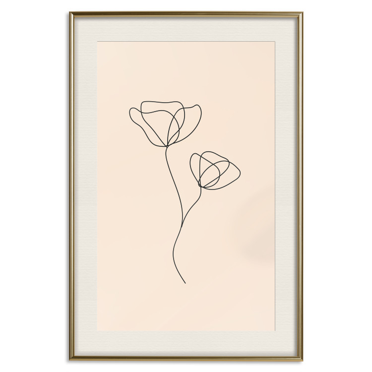 Wall Poster Linear Flower - Delicate Minimalist Composition on a Beige Background 146323 additionalImage 25