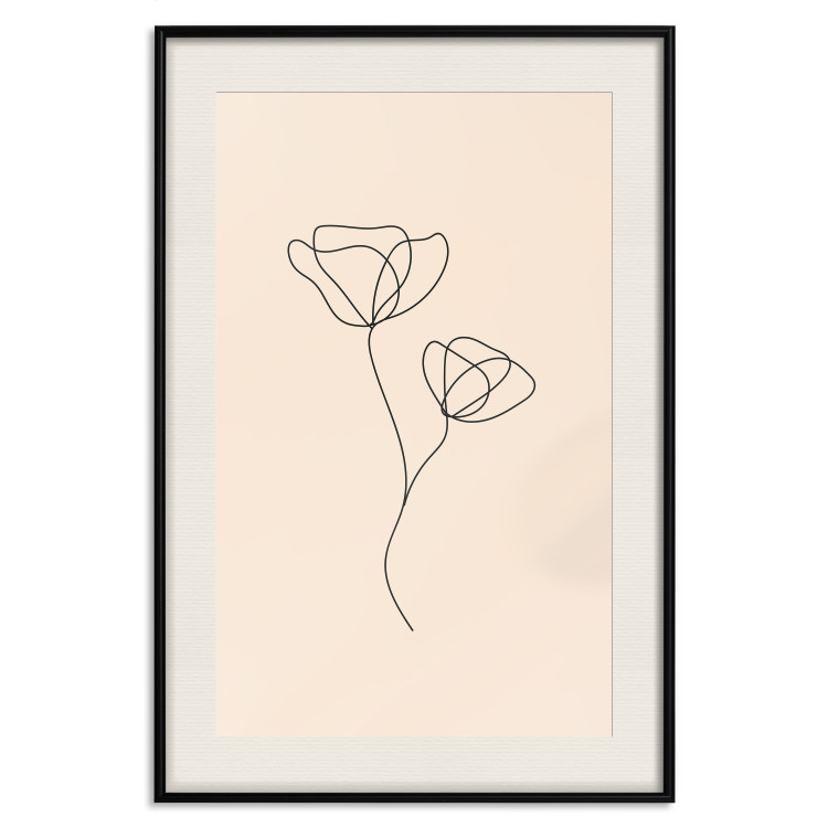 Wall Poster Linear Flower - Delicate Minimalist Composition on a Beige Background 146323 additionalImage 26