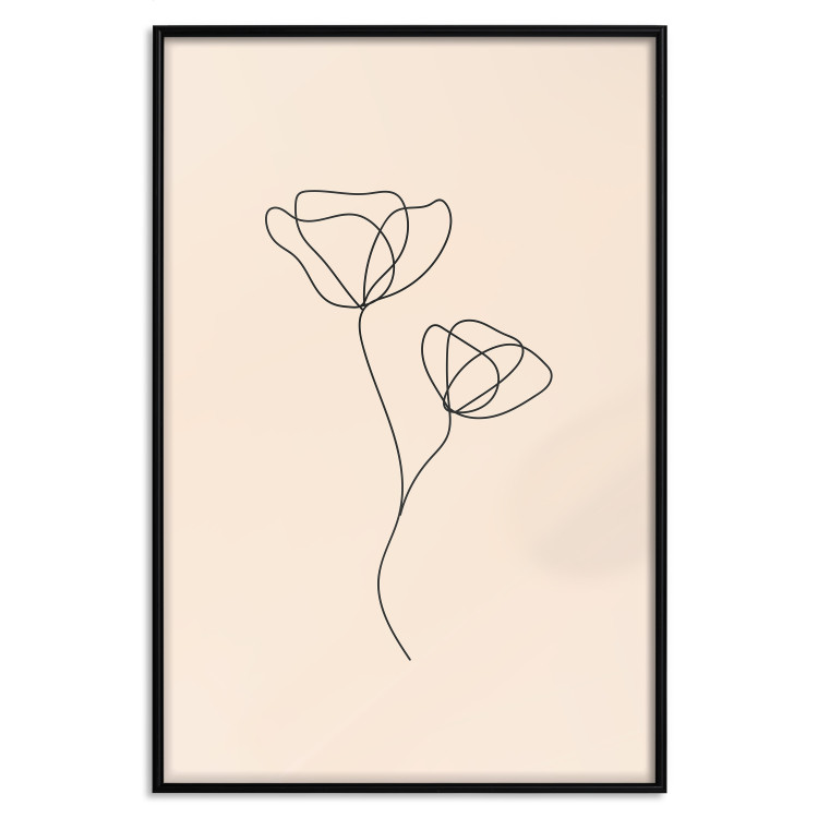 Wall Poster Linear Flower - Delicate Minimalist Composition on a Beige Background 146323 additionalImage 18