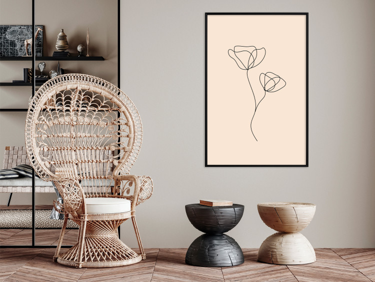 Wall Poster Linear Flower - Delicate Minimalist Composition on a Beige Background 146323 additionalImage 14