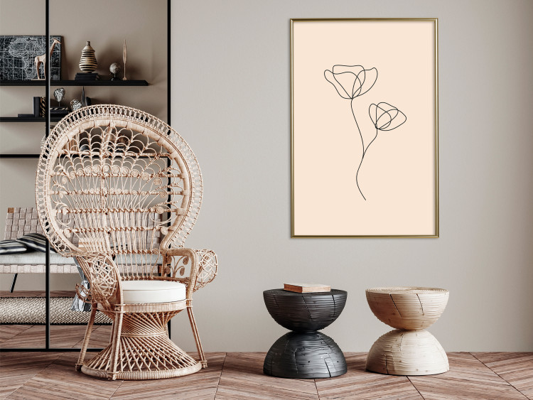 Wall Poster Linear Flower - Delicate Minimalist Composition on a Beige Background 146323 additionalImage 15