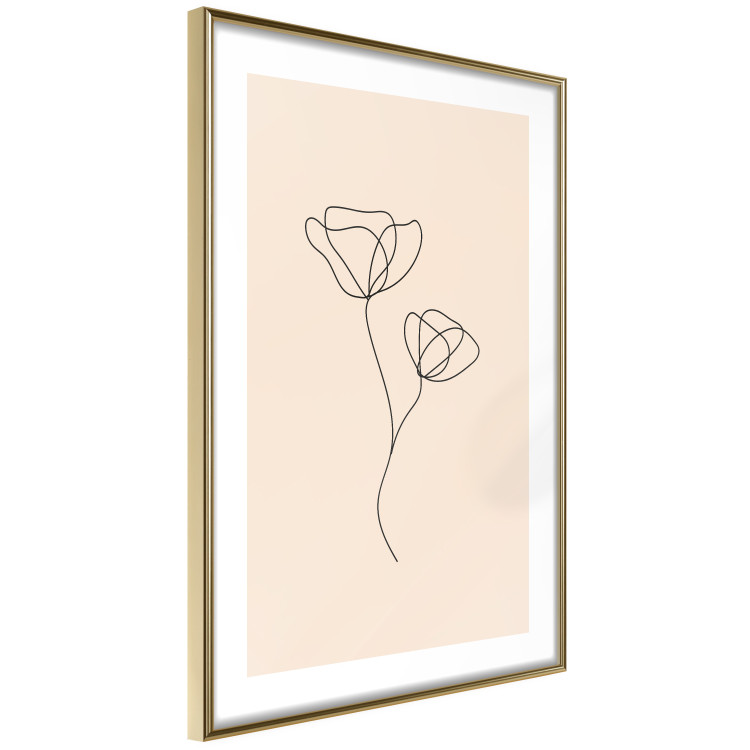 Wall Poster Linear Flower - Delicate Minimalist Composition on a Beige Background 146323 additionalImage 2