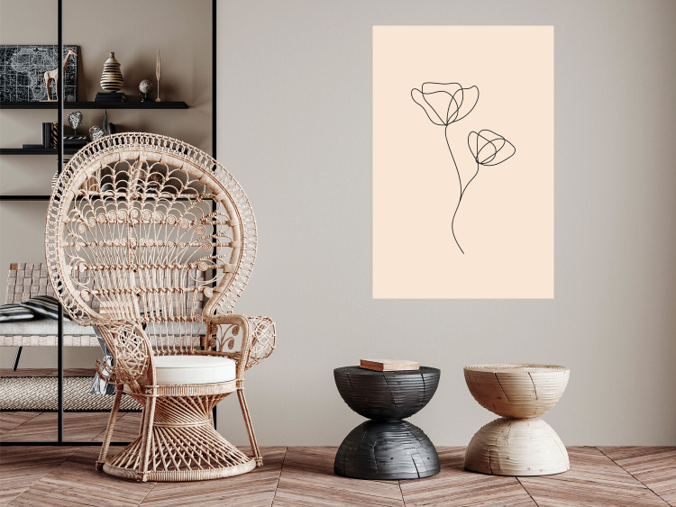 Wall Poster Linear Flower - Delicate Minimalist Composition on a Beige Background 146323 additionalImage 11
