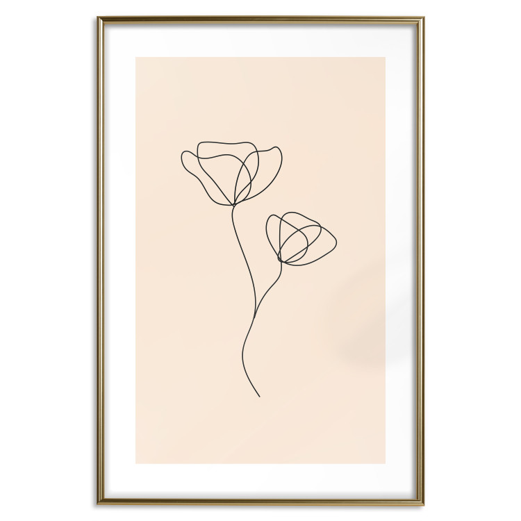 Wall Poster Linear Flower - Delicate Minimalist Composition on a Beige Background 146323 additionalImage 27