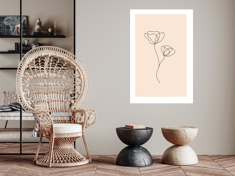 Wall Poster Linear Flower - Delicate Minimalist Composition on a Beige Background 146323 additionalImage 10