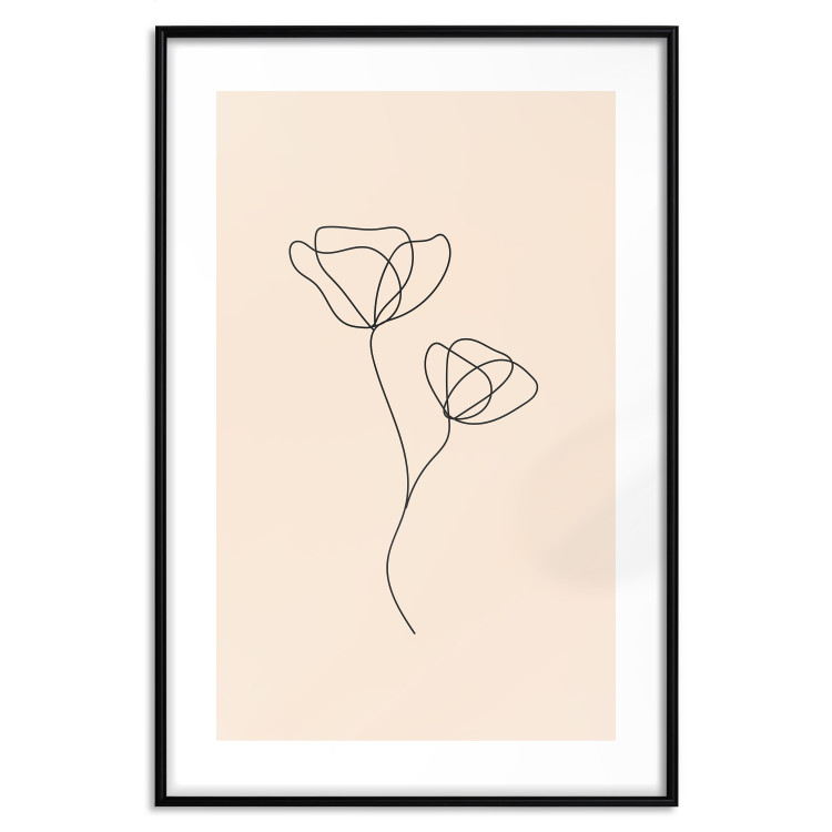 Wall Poster Linear Flower - Delicate Minimalist Composition on a Beige Background 146323 additionalImage 24