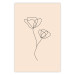 Wall Poster Linear Flower - Delicate Minimalist Composition on a Beige Background 146323