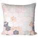 Decorative Microfiber Pillow Marble hexagons - a marble glamour composition with golden pattern cushions 146823