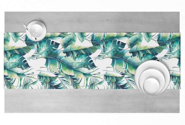Table Runner Light leaves - tropical flora in watercolour style on white background 147223 additionalImage 3