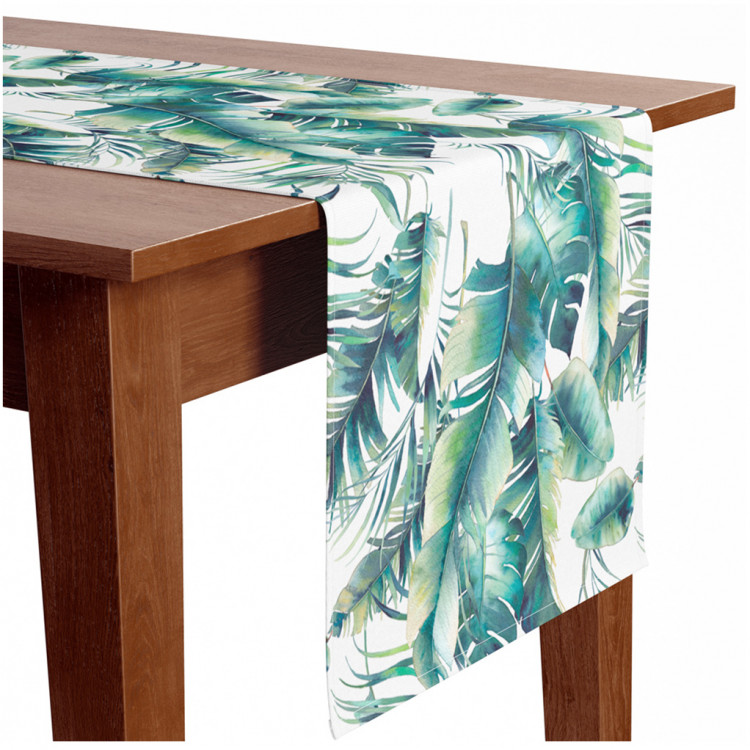 Table Runner Light leaves - tropical flora in watercolour style on white background 147223