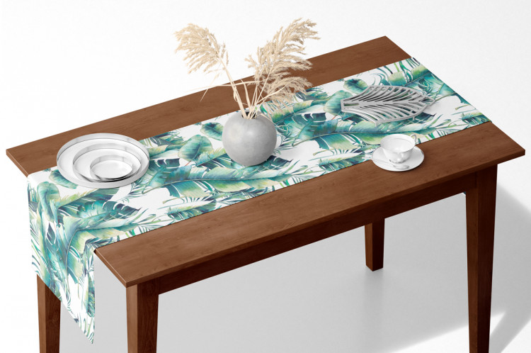Table Runner Light leaves - tropical flora in watercolour style on white background 147223 additionalImage 4