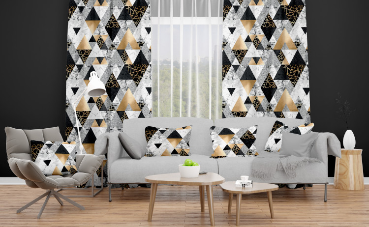Decorative Curtain Elegenat geometry - a minimalist design with imitation marble and gold 147323 additionalImage 6