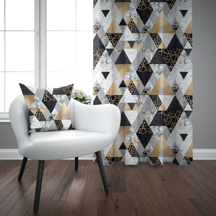 Decorative Curtain Elegenat geometry - a minimalist design with imitation marble and gold 147323 additionalImage 4