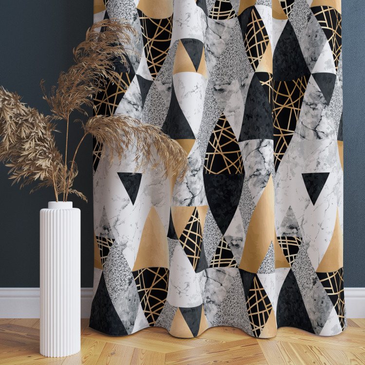 Decorative Curtain Elegenat geometry - a minimalist design with imitation marble and gold 147323 additionalImage 7