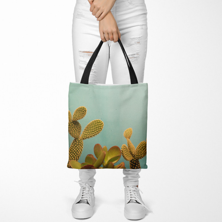 Shopping Bag Cactus sky - a plant composition on a celadon background 148523 additionalImage 2