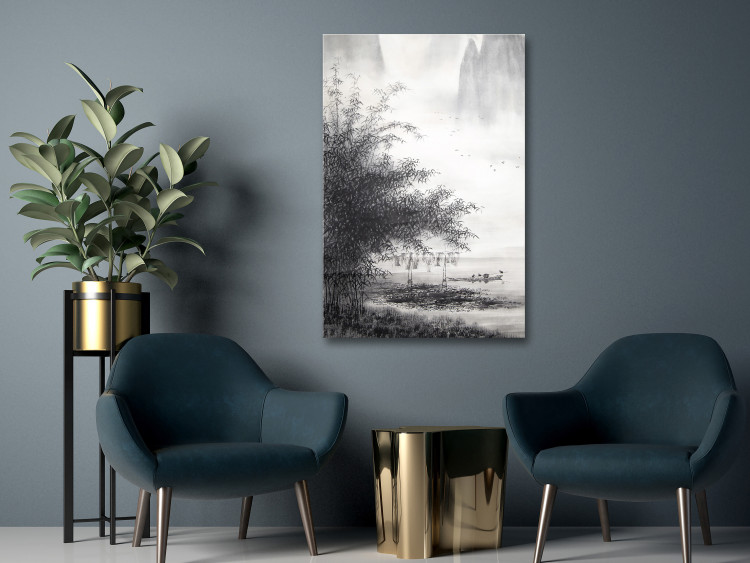 Canvas Art Print Chinese Painting - Traditional Landscape Painted With Black Ink 149823 additionalImage 3