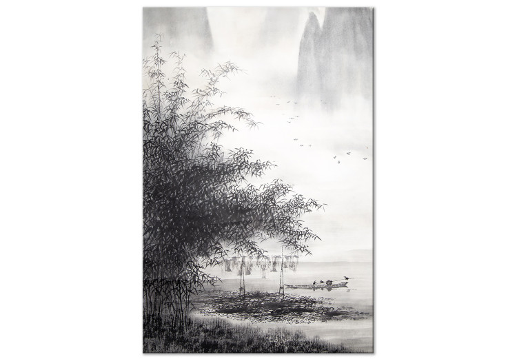 Canvas Art Print Chinese Painting - Traditional Landscape Painted With Black Ink 149823