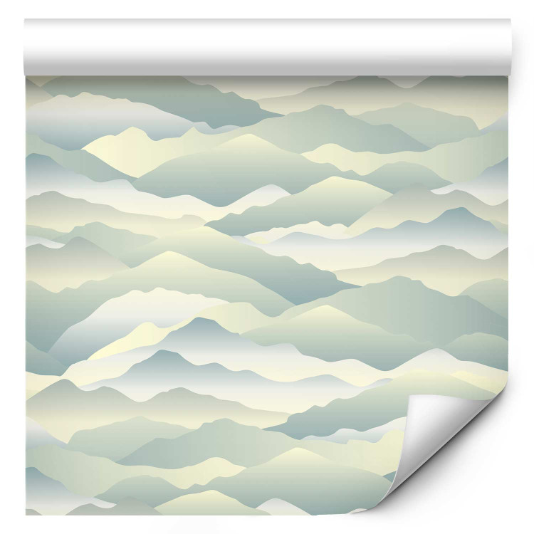 Modern Wallpaper Abstract Landscape - Cream Waves of Mountains Immersed in Clouds 149923 additionalImage 6