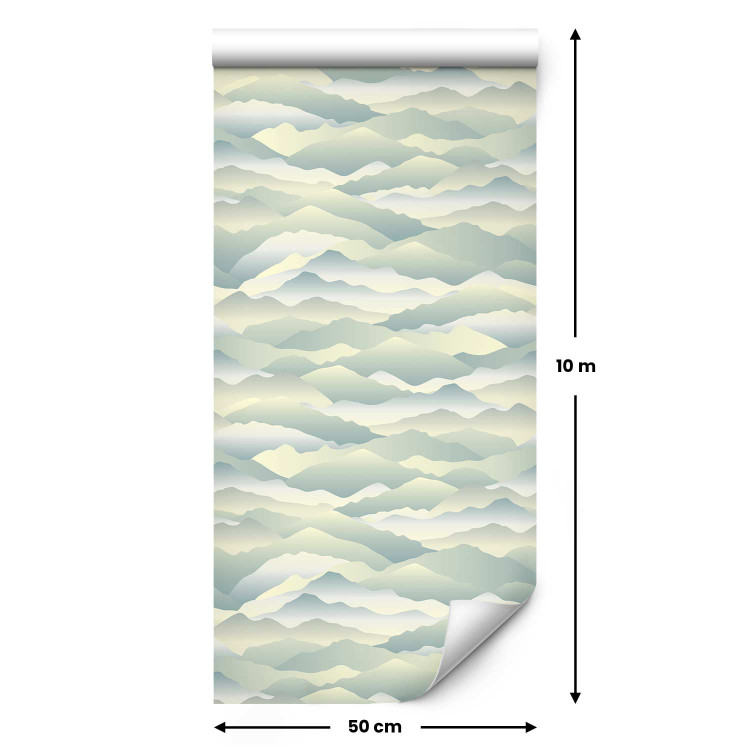 Modern Wallpaper Abstract Landscape - Cream Waves of Mountains Immersed in Clouds 149923 additionalImage 2