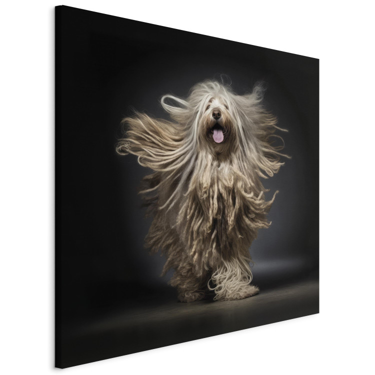 Canvas Print AI Bergamasco Dog - Happily Running Shaggy Animal - Square 150223 additionalImage 2