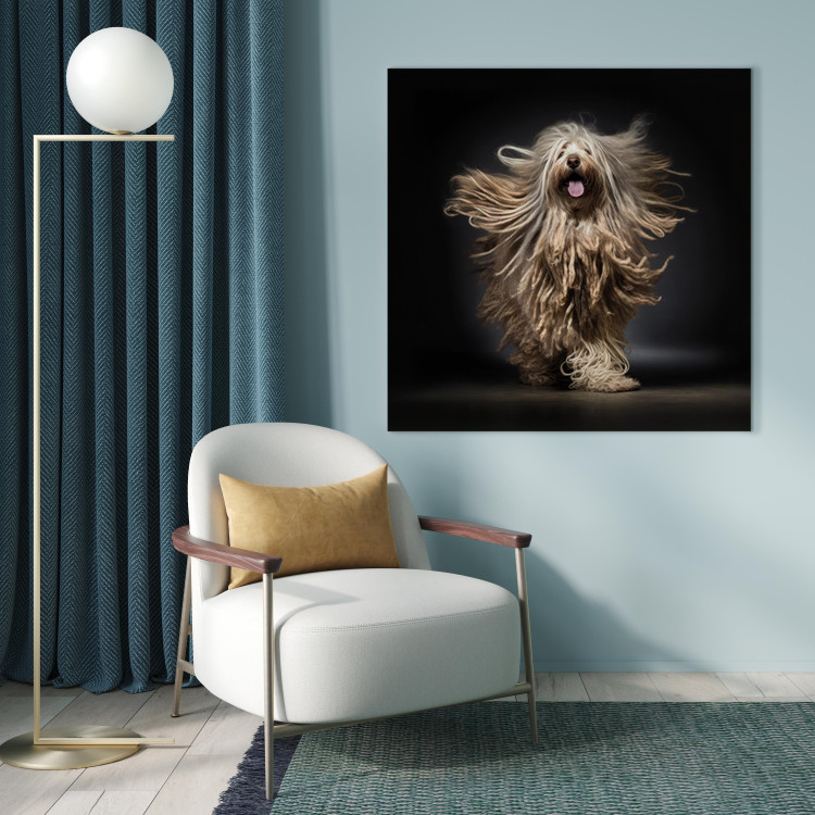 Canvas Print AI Bergamasco Dog - Happily Running Shaggy Animal - Square 150223 additionalImage 11