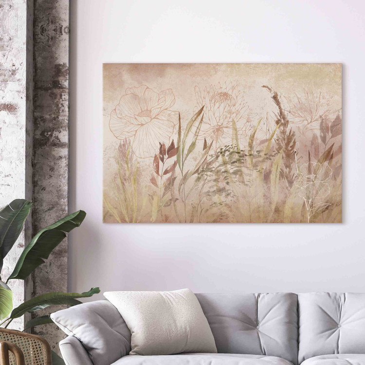Canvas Print Boho Style Garden - Airy Flowers, Plants and Grass in Beiges and Pinks 151223 additionalImage 11