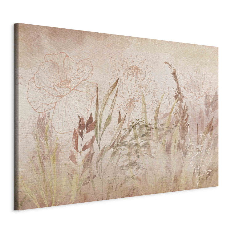 Canvas Print Boho Style Garden - Airy Flowers, Plants and Grass in Beiges and Pinks 151223 additionalImage 2