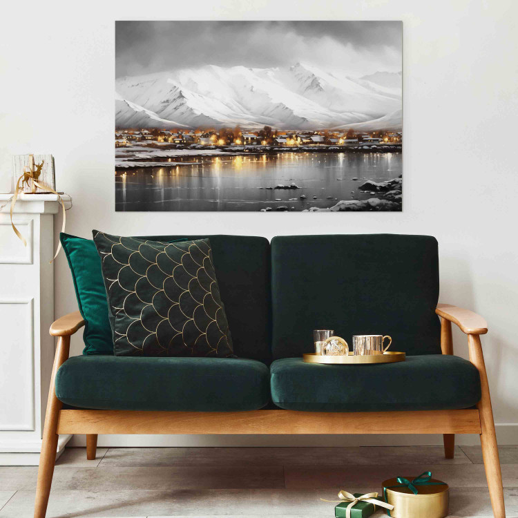 Canvas Art Print Reykjavik - Icelandic Landscape with Snow-Capped Mountains 151923 additionalImage 3