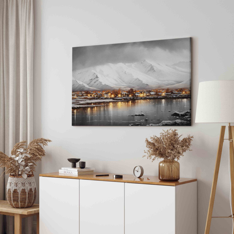 Canvas Art Print Reykjavik - Icelandic Landscape with Snow-Capped Mountains 151923 additionalImage 10