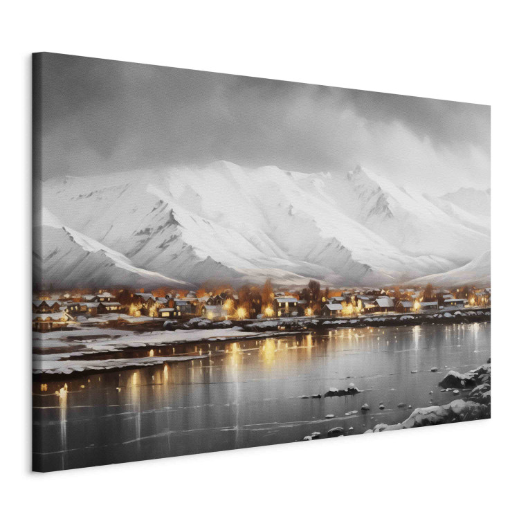 Canvas Art Print Reykjavik - Icelandic Landscape with Snow-Capped Mountains 151923 additionalImage 2