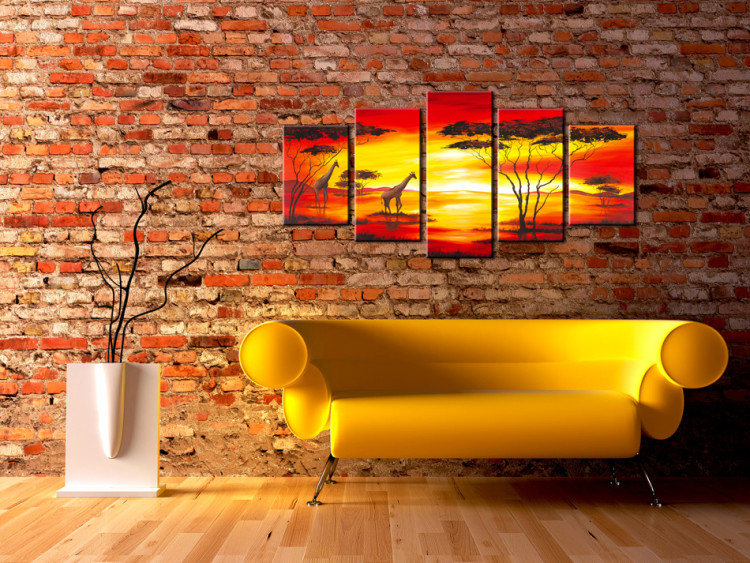 Canvas Giraffes on the background of sunset 49223 additionalImage 3
