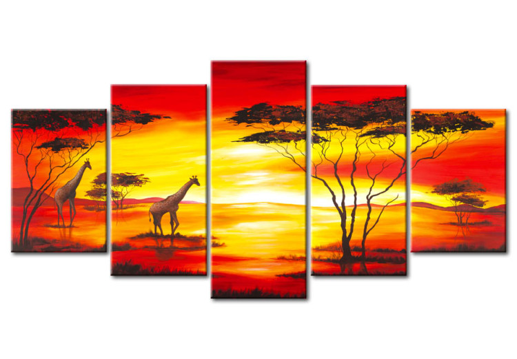Canvas Giraffes on the background of sunset 49223