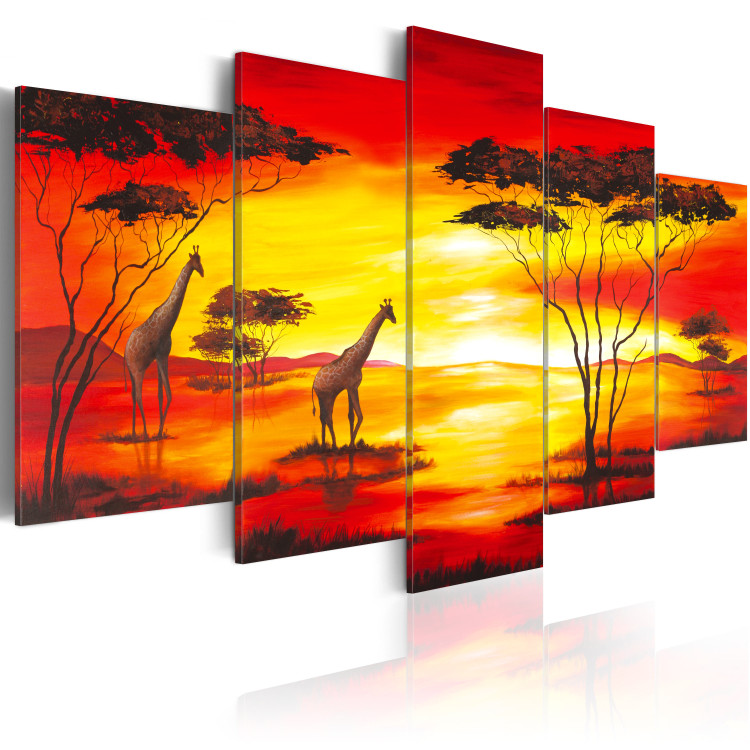 Canvas Giraffes on the background of sunset 49223 additionalImage 2