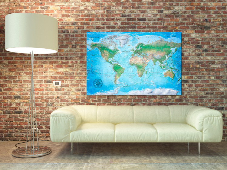 Canvas Print Journey with a Compass (1-part) - Classic Blue World Map 95923 additionalImage 3