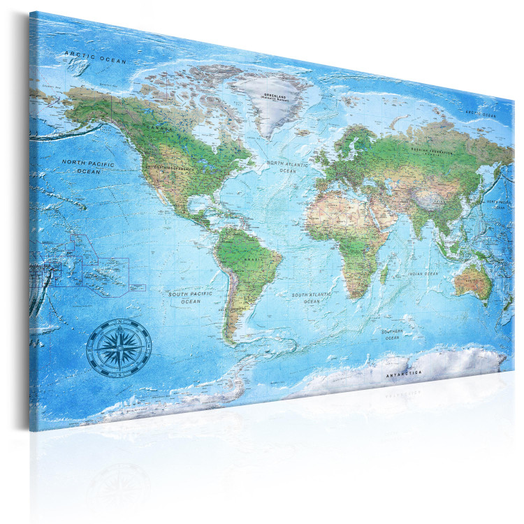 Canvas Print Journey with a Compass (1-part) - Classic Blue World Map 95923 additionalImage 2