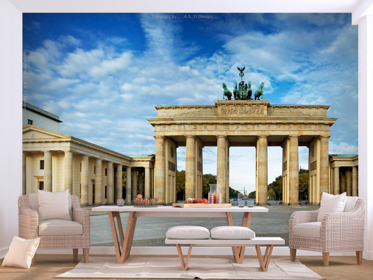 Wall Mural Urban architecture of Berlin - Brandenburg Gate and sky with clouds 97223