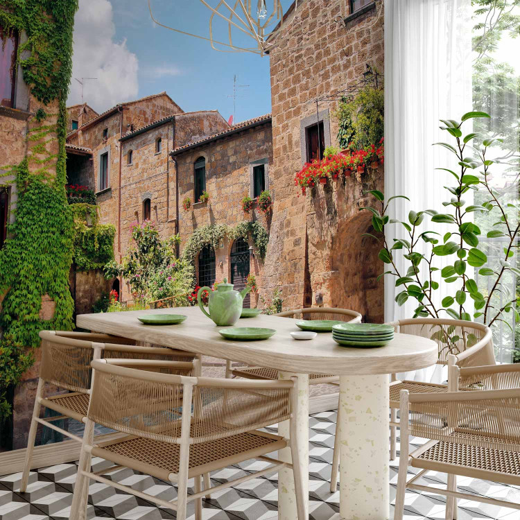 Wall Mural Street in Tuscany - Italian town with brick houses and flowers 97323 additionalImage 7