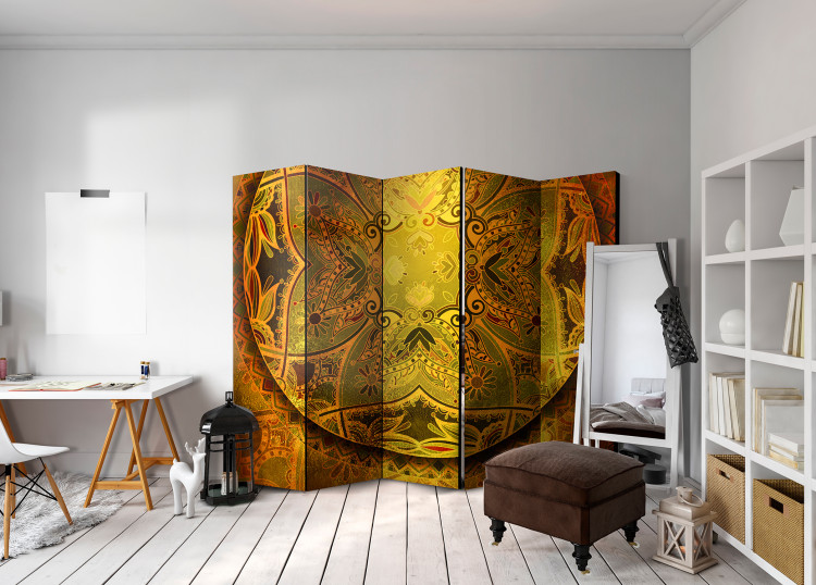 Room Divider Mandala: Golden Strength II - oriental golden mandala in Zen motif 98123 additionalImage 2