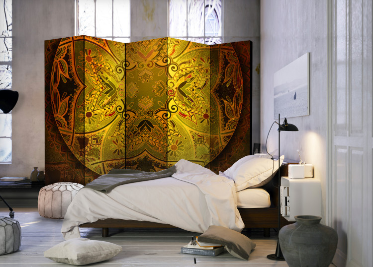 Room Divider Mandala: Golden Strength II - oriental golden mandala in Zen motif 98123 additionalImage 4