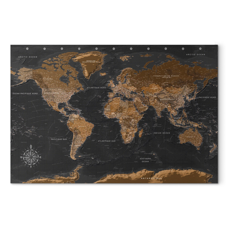 Canvas Brown World Map (FR) (1-piece) - Map with French Texts 106233 additionalImage 7