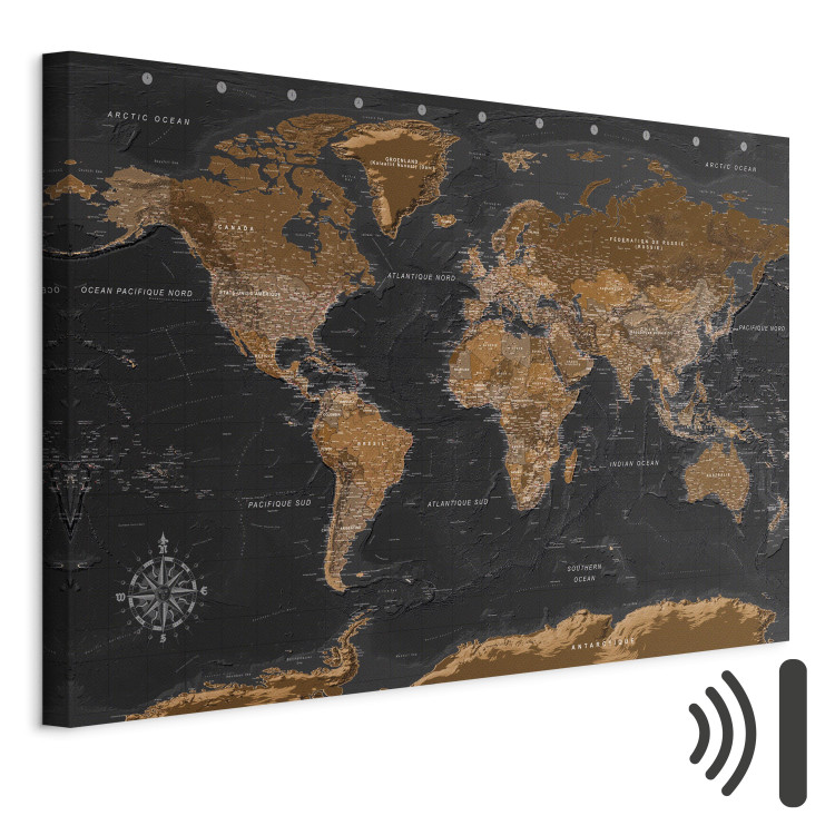 Canvas Brown World Map (FR) (1-piece) - Map with French Texts 106233 additionalImage 8